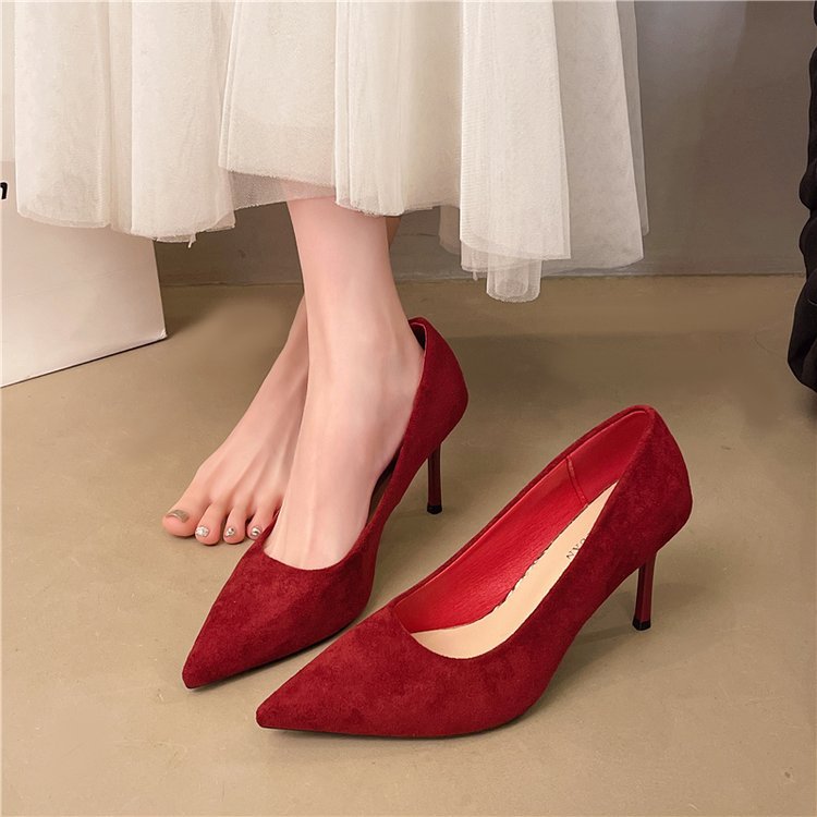Damen klassische High Heels aus samtigem Material mit elegantem Schnitt EB