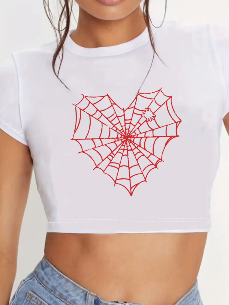 Damen Crop-Top mit innovativem Spinnen-Netz-Design EB