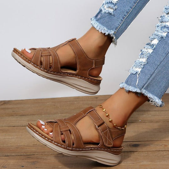 Damen Komfortable Freizeitsandalen mit ergonomischem Fußbett und verstellbaren Riemen EB