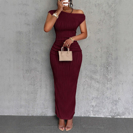 Damen Elegantes figurbetontes Maxikleid mit Raffungen EB