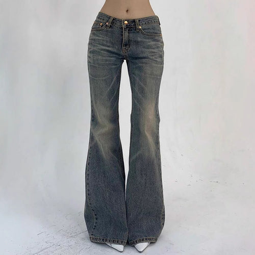 Damen Hochtaillierte Flared Jeans im Vintage-Look mit ausgestelltem Bein EB
