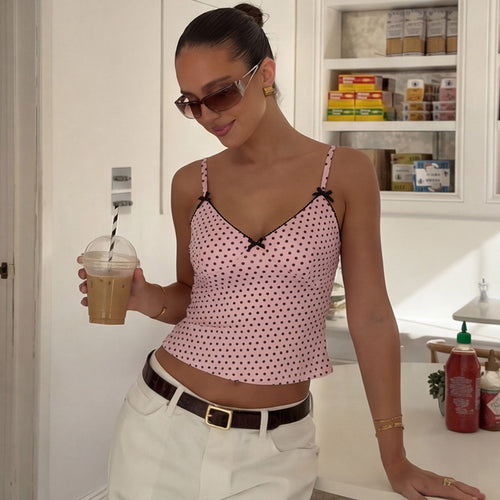 Damen Trägertop mit verspieltem Punktedesign und zarten Schleifen EB