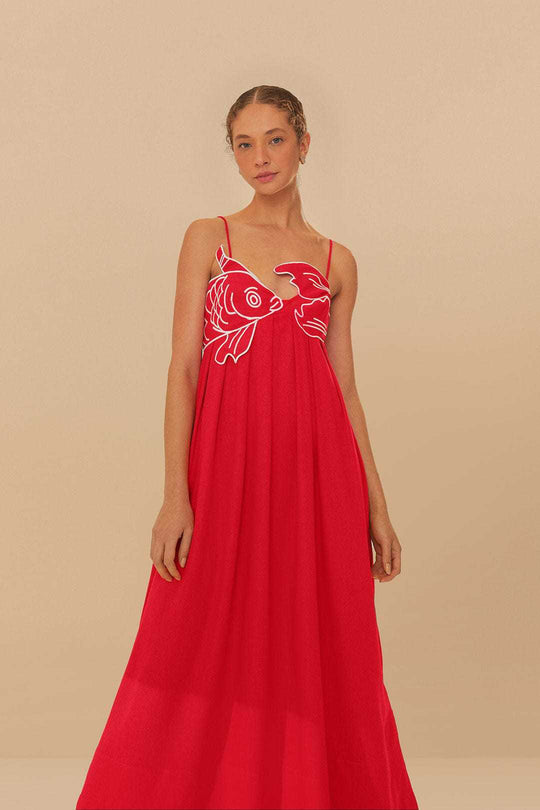 Damen Maxikleid mit kreativem Fischdesign EB