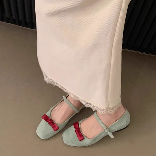 Damen elegante Ballerinas mit modischem Mary Jane-Riemchen und Schleifenverzierung EB