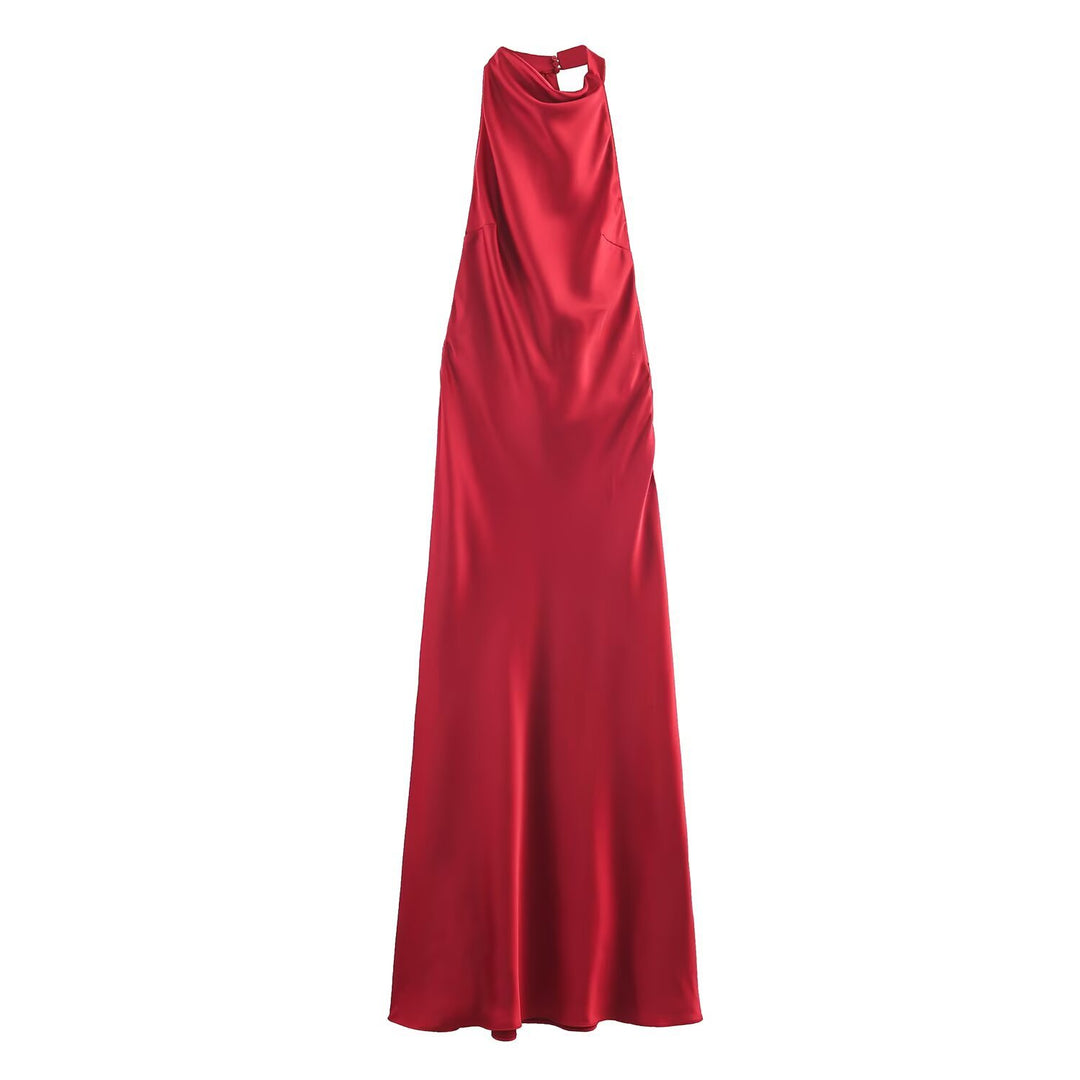 Damen Maxikleid mit hochgeschnittenem Kragen und eleganter Silhouette EB