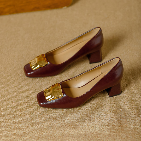 Damen Komfortable Blockabsatz-Pumps mit dekorativem Schmuckdetail EB