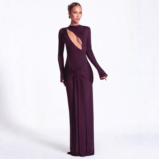 Damen Modisches Maxikleid mit asymmetrischem Ausschnitt EB