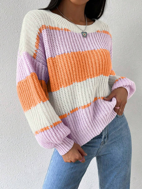 EB | Pullover Pullover Grobstrick Übergröße Fit Langarm Freizeit Crew Neck