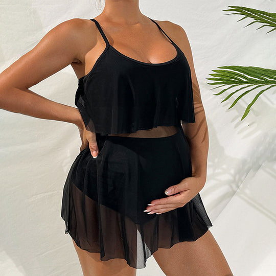 Damen Sportliches Wickel-Set mit schwingendem Rock EB