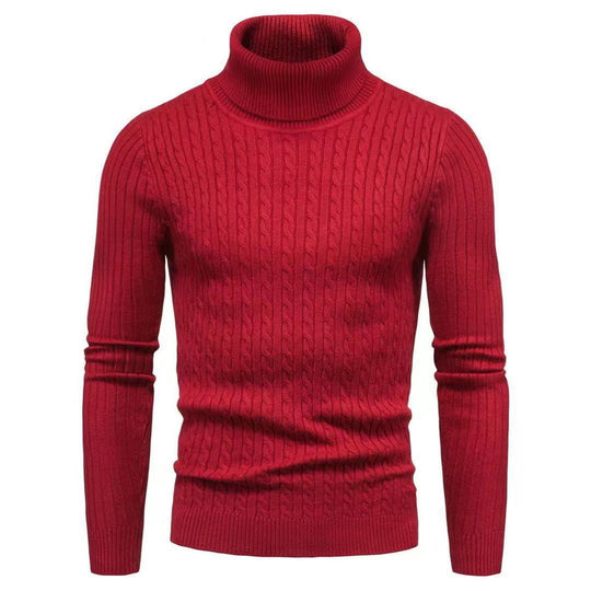 Herren nan schlanker Rollkragenpullover mit Zopfstruktur, feinem Rippstrick und elastischen Bündchen EB