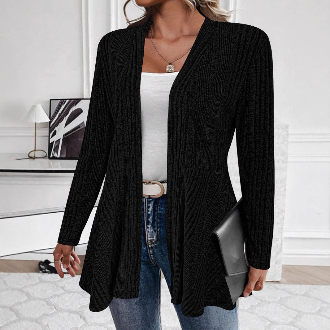 Damen Strickjacke mit asymmetrischem Design und offener Vorderseite EB