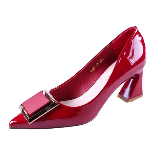 Damen elegante Pumps mit modischem Quadratverschluss EB