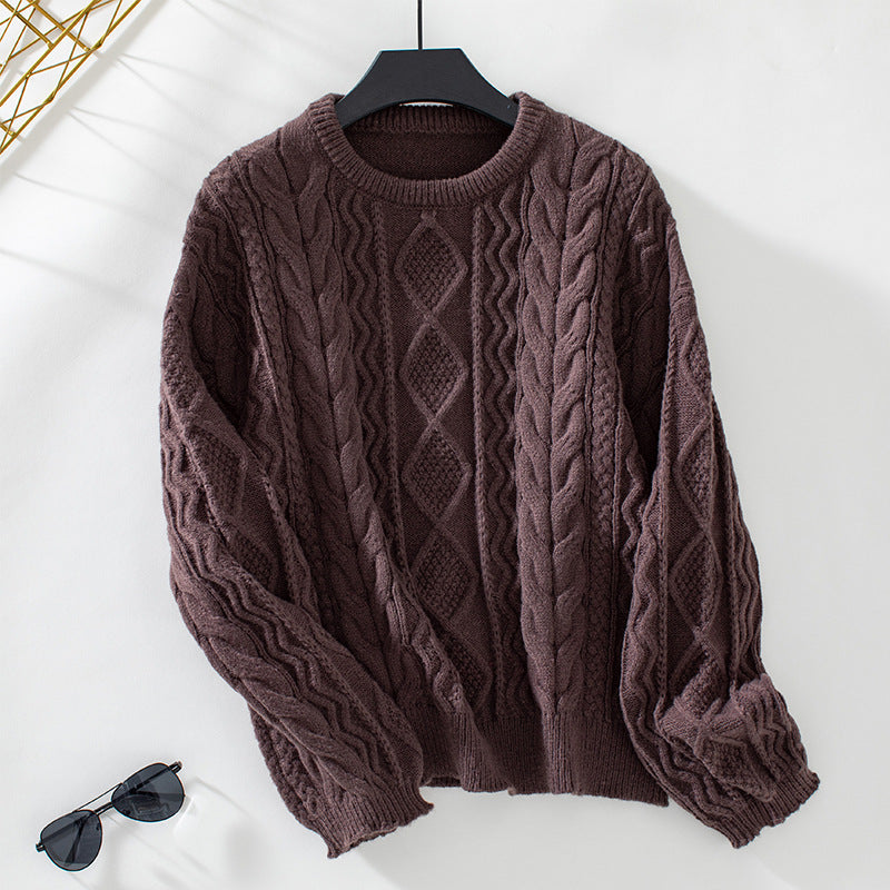Damen Grobstrickpullover mit strukturiertem Zopfmuster EB