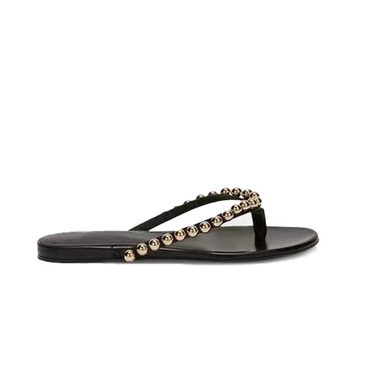 Damen Glänzende Zehentrenner-Sandalen mit modischen Perlenverzierungen EB