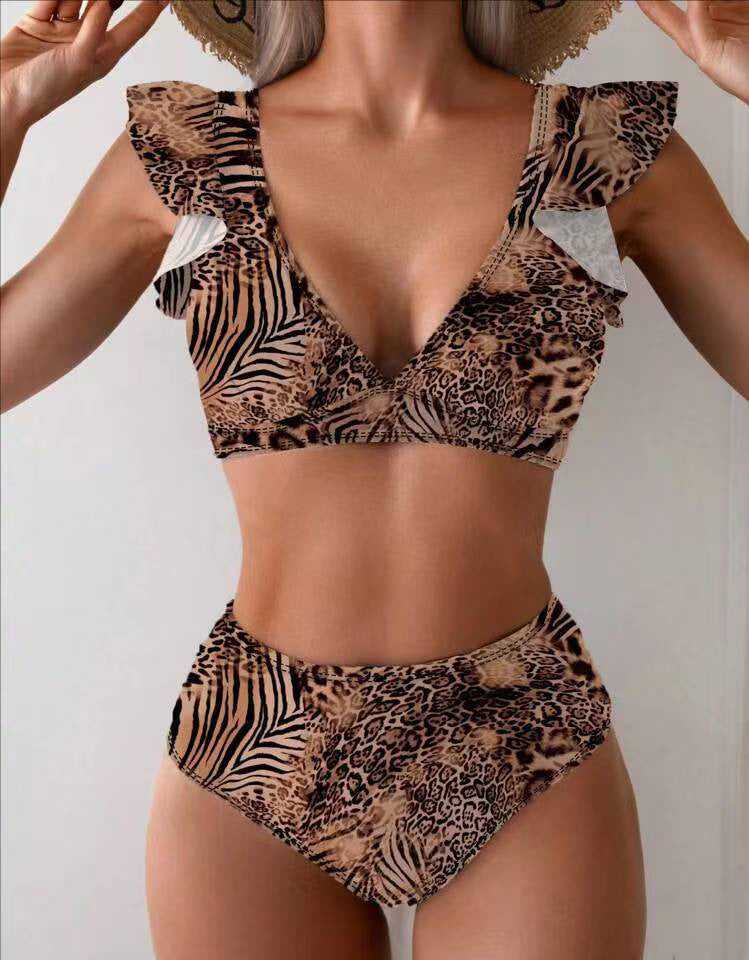 Damen Bikini-Set mit verspielten Rüschen und floralen Mustern EB