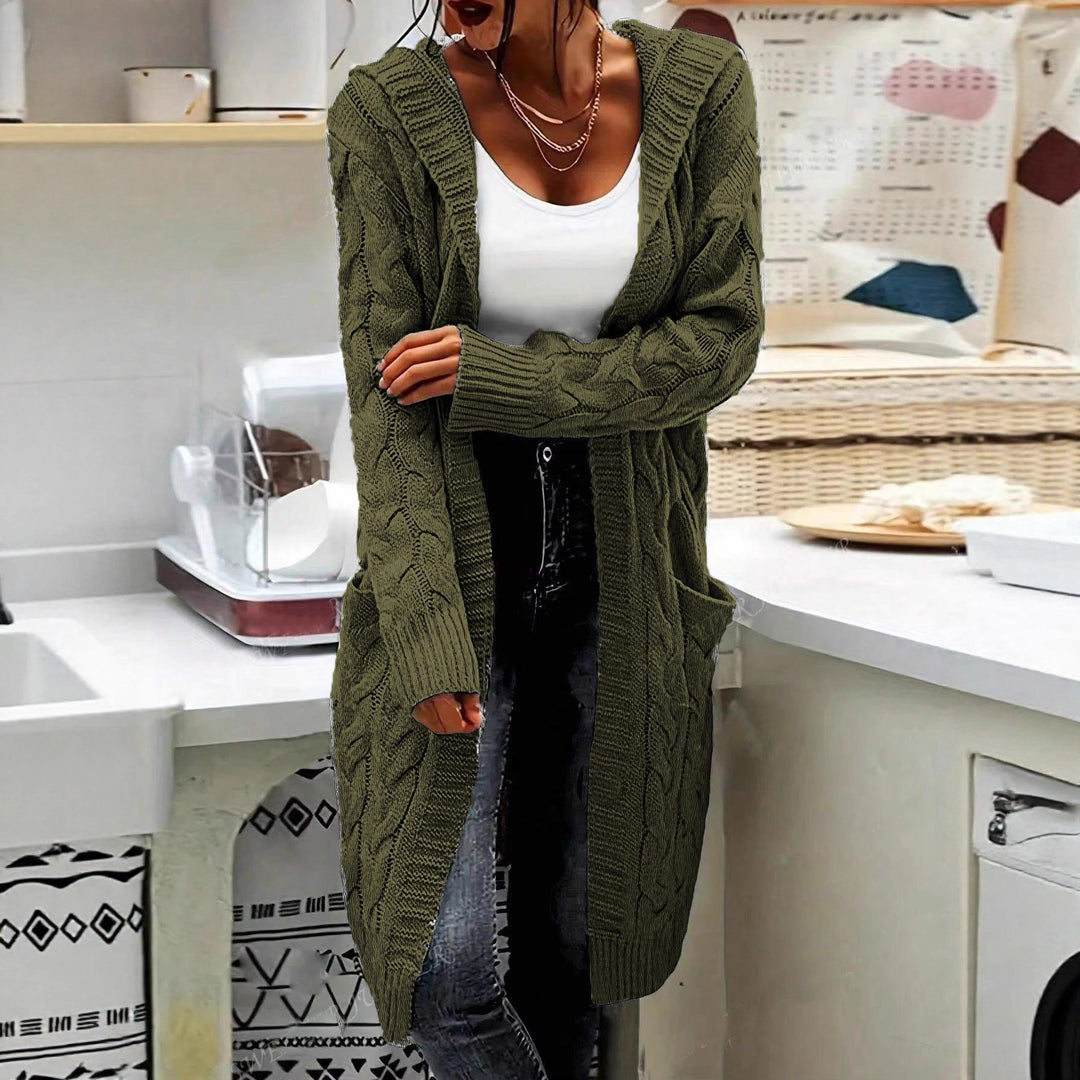 Damen Grobstrick-Cardigan mit offenen Ärmeln und praktischen Taschen EB