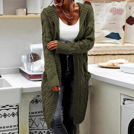Damen Grobstrick-Cardigan mit offenen Ärmeln und praktischen Taschen EB