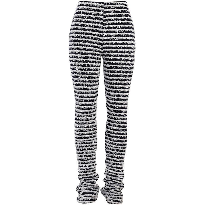 Damen Strukturierte Rippstrick-Hose mit hohem Bund und gerafften Beinenden EB