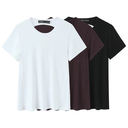 Damen Sportliches T-Shirt mit modischem Rückenausschnitt EB