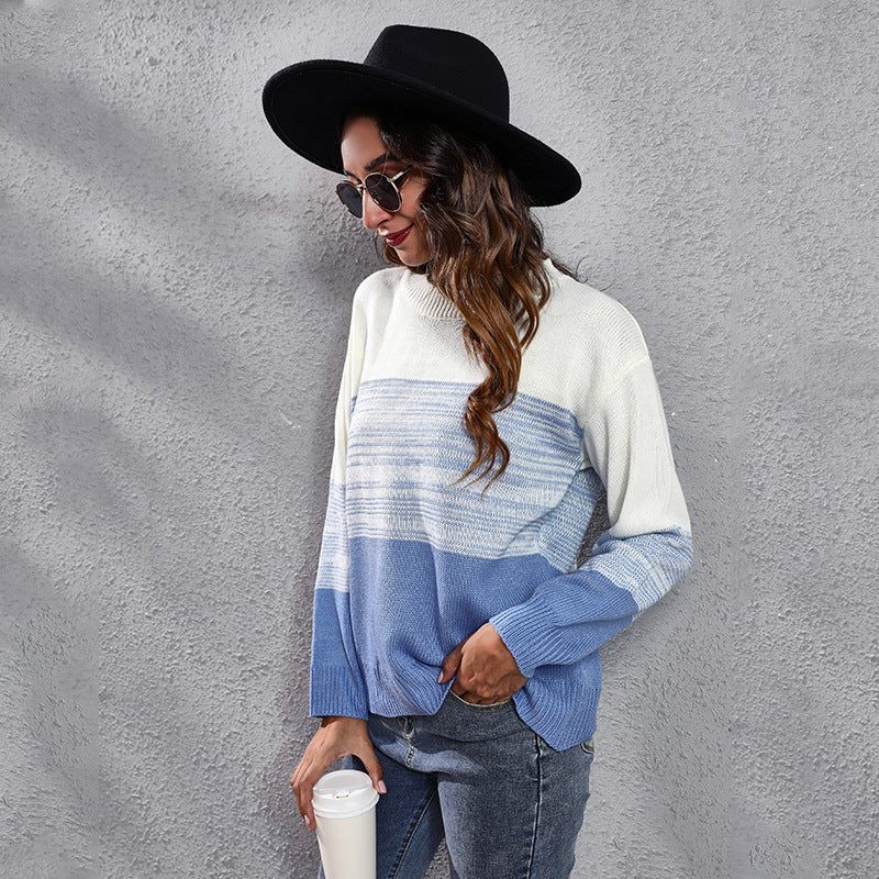 Damen Lässiger Strickpullover mit modernem Farbdruck EB