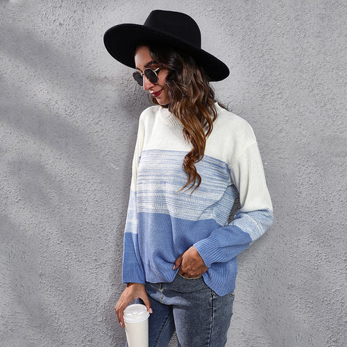 Damen Lässiger Strickpullover mit modernem Farbdruck EB