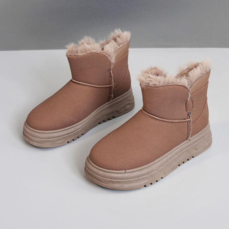 Damen warme Winterstiefel mit flauschigem Kunstfellrand und rutschfester Sohle EB