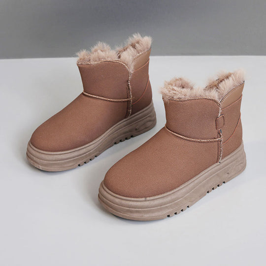 Damen warme Winterstiefel mit flauschigem Kunstfellrand und rutschfester Sohle EB