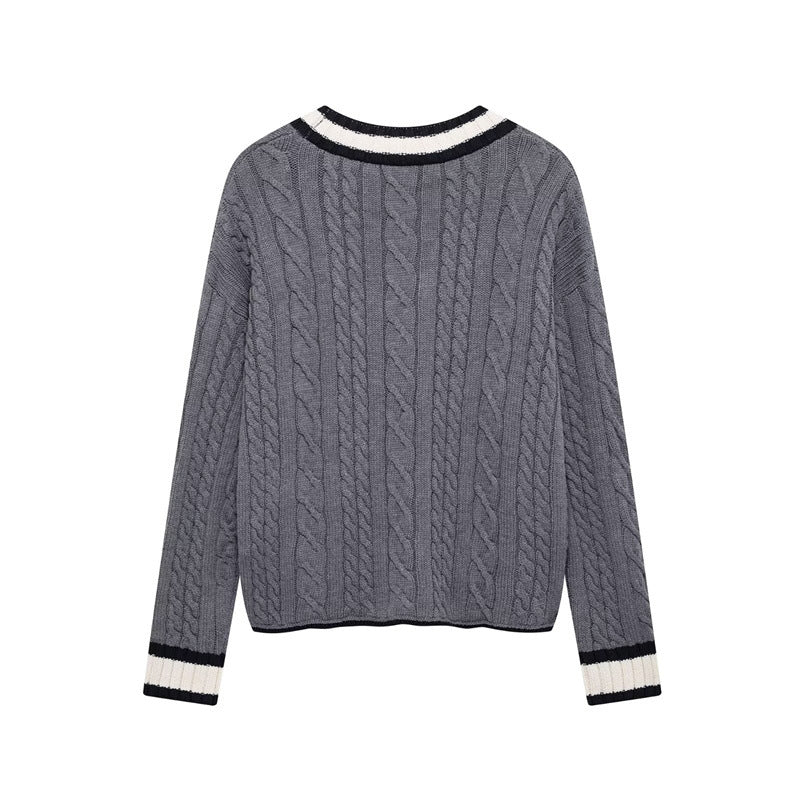 Damen Strickjacke mit Kabelmuster und Taschen EB
