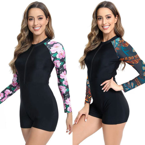 Damen Schwimmanzug mit eleganten Blumenärmel EB