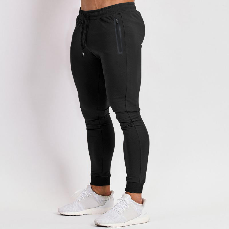 Herren nan schmal geschnittene Funktions-Jogginghose mit wasserdichter Reißverschlusstasche und elastischem Bund EB