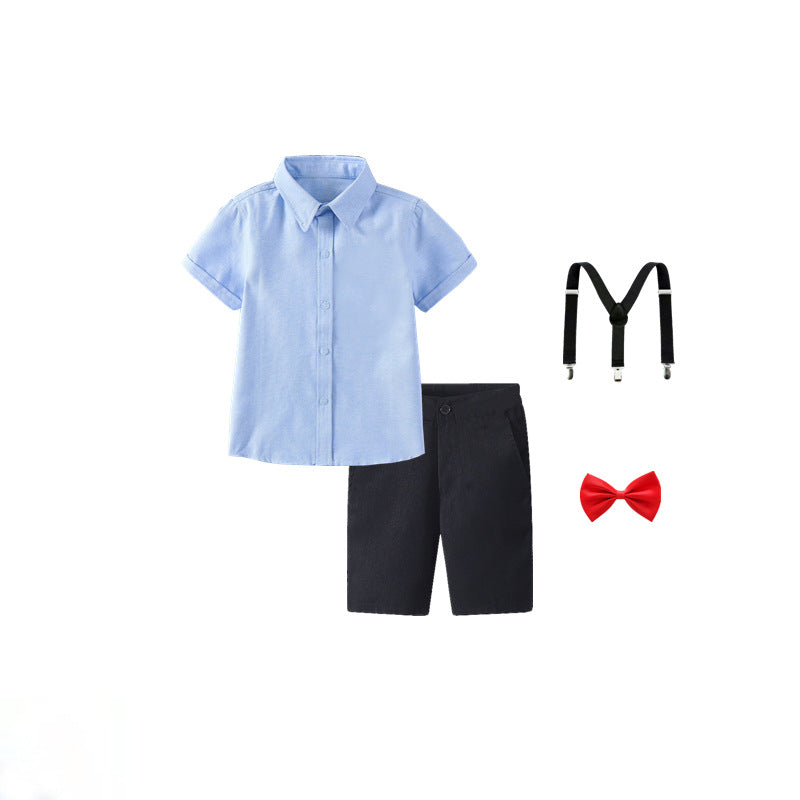Damen festliches Hemd und Shorts Set mit Hosenträgern EB