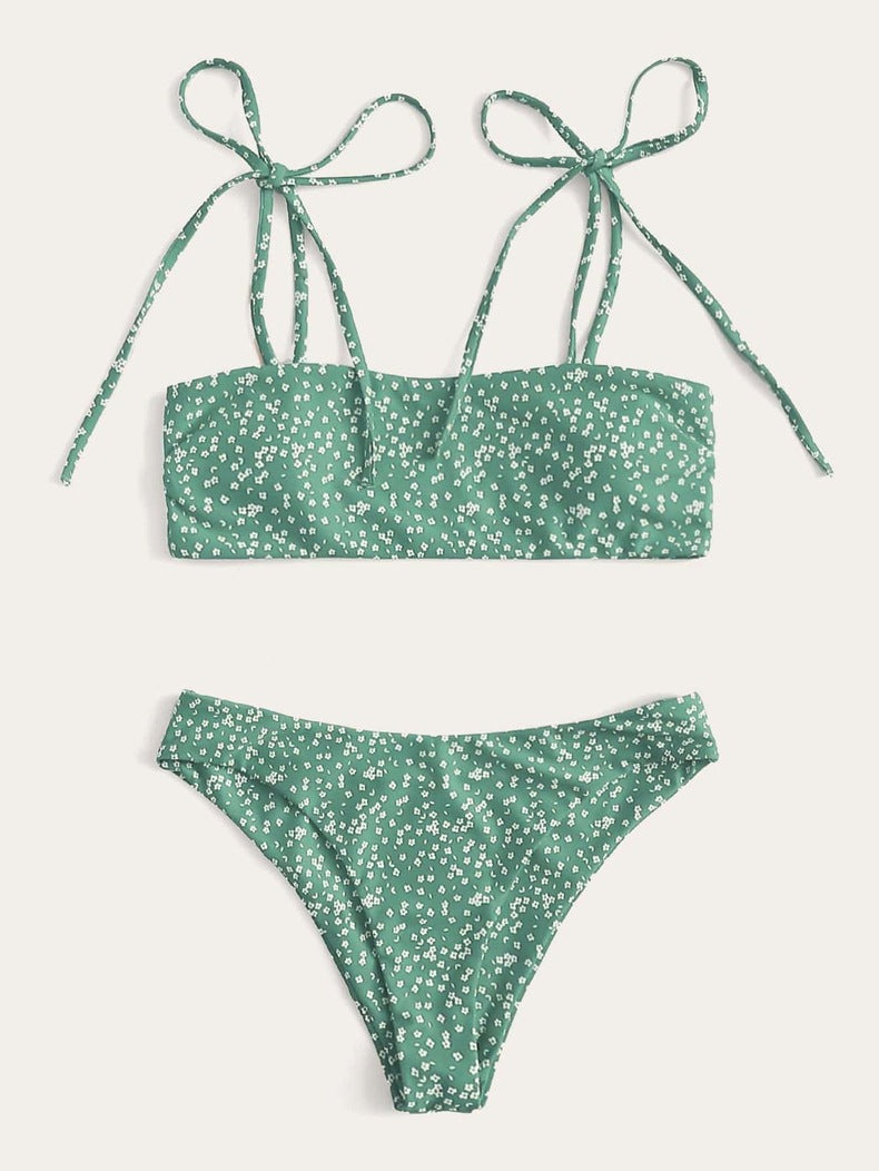Damen Bandeau-Bikini mit verspielten Bindebändern EB