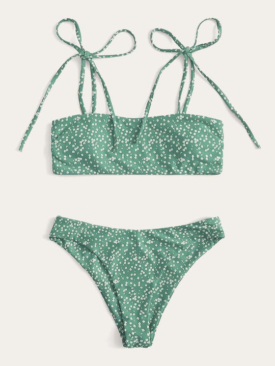 Damen Bandeau-Bikini mit verspielten Bindebändern EB