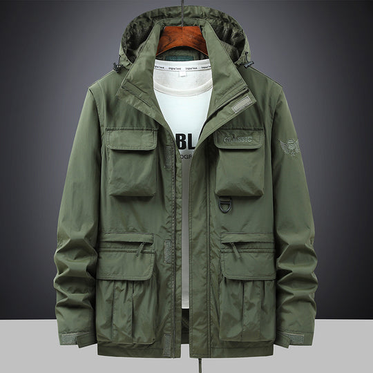 Herren nan multifunktionale Fieldjacke mit Kapuze und zahlreichen Taschen EB