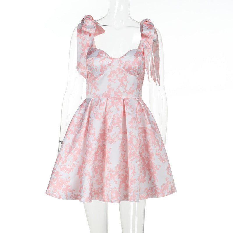 Damen verspieltes Blumenkleid mit Puffärmeln und Rüschendetails EB