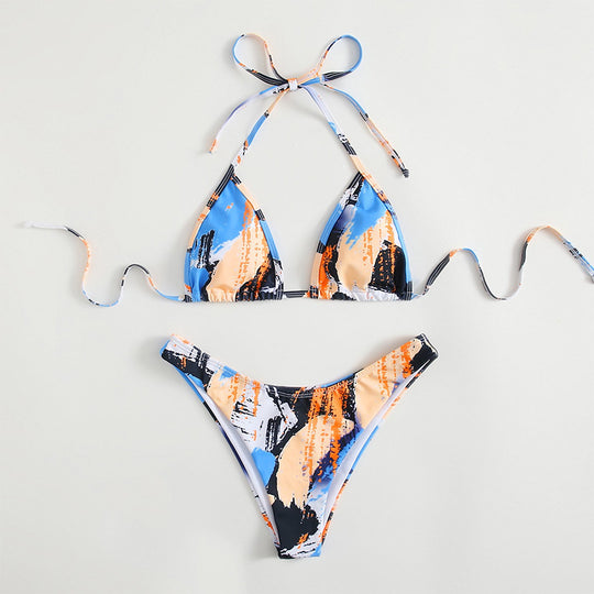 Damen Triangel-Bikini mit verstellbaren Trägern und modernem Farbspiel EB