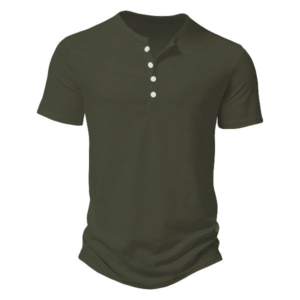 Herren nan Kurzarmshirt im Henleystil aus Slub-Baumwolljersey mit kurzer Knopfleiste EB