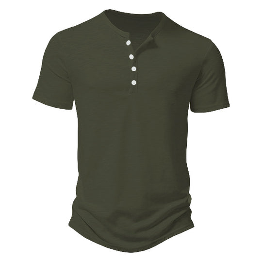 Herren nan Kurzarmshirt im Henleystil aus Slub-Baumwolljersey mit kurzer Knopfleiste EB