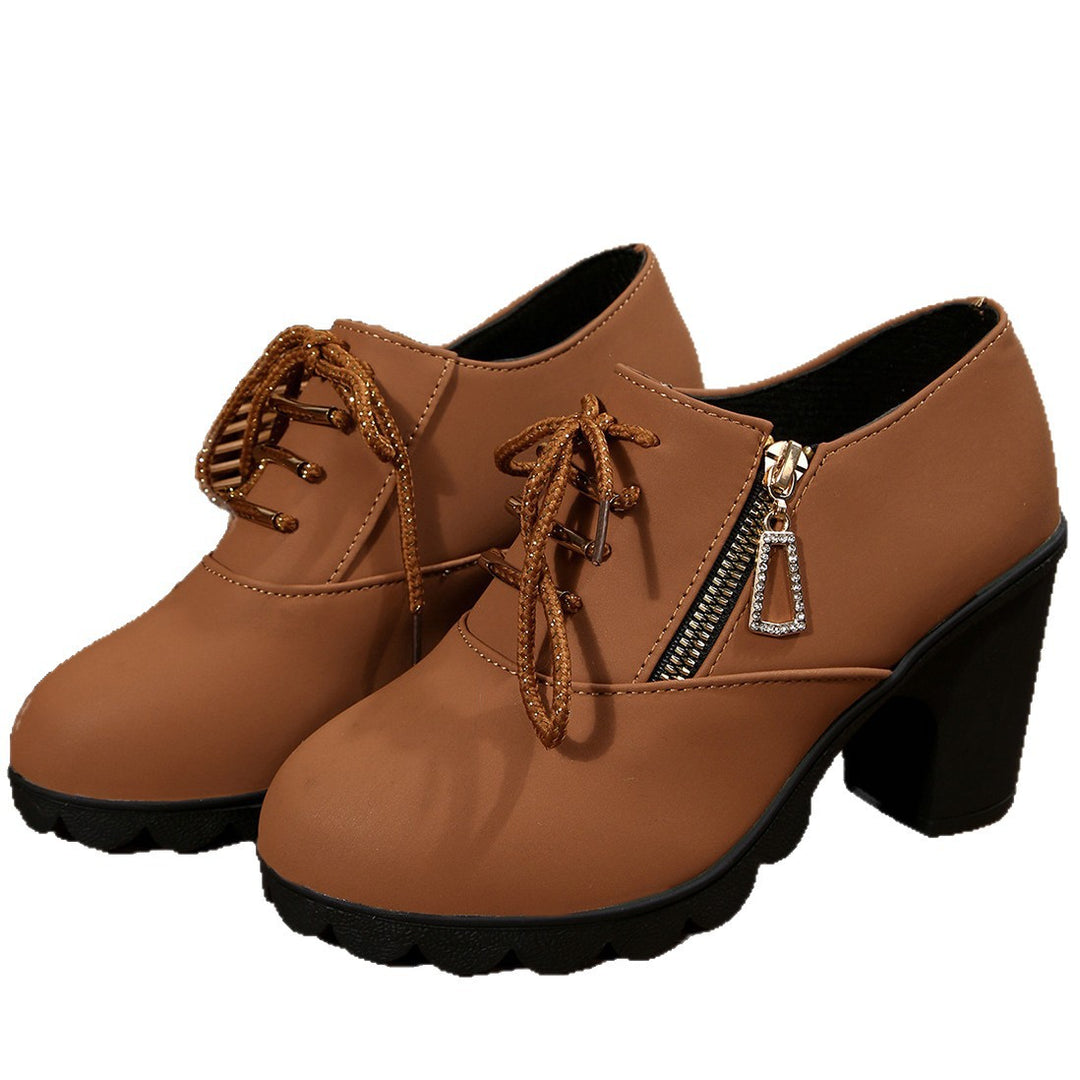Damen Trendige Chelsea-Boots mit glattem Obermaterial und dekorativem Reißverschluss EB