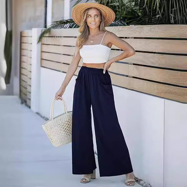Damen Weit geschnittene Sommersonnenhose mit praktischen Taschen EB
