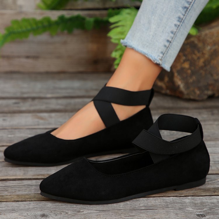Damen Bequeme Ballerinas mit modischen Kreuzriemen EB