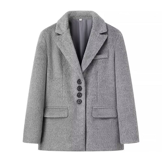 Damen eleganter Wollblazer mit weichem Fleece-Finish EB