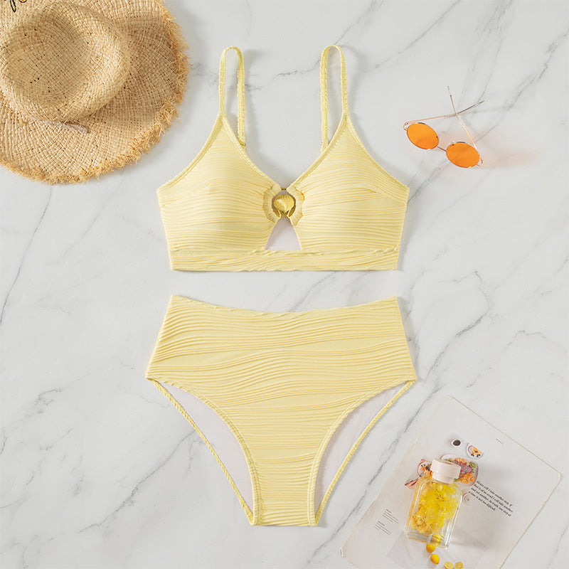 Damen Bikini-Set mit elastischem Muster und modischem Knotenverschluss EB