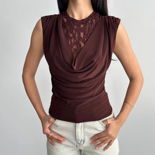 Damen Elegantes Oberteil mit raffinierter Spitzenpartie EB