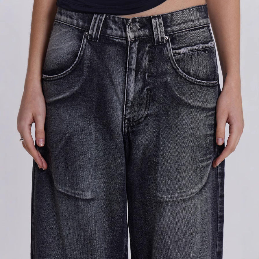 Damen weite Jeans mit kunstvollem Flügel-Design und einzigartigen Details EB