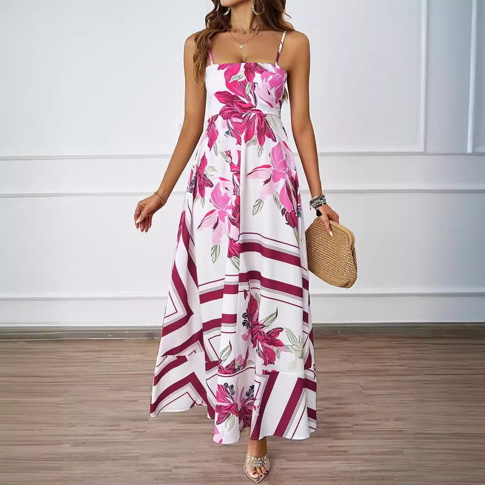 Damen Maxikleid mit modernem grafischem Design und elegantem A-Linien-Schnitt EB