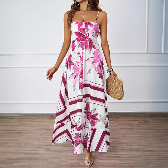 Damen Maxikleid mit modernem grafischem Design und elegantem A-Linien-Schnitt EB