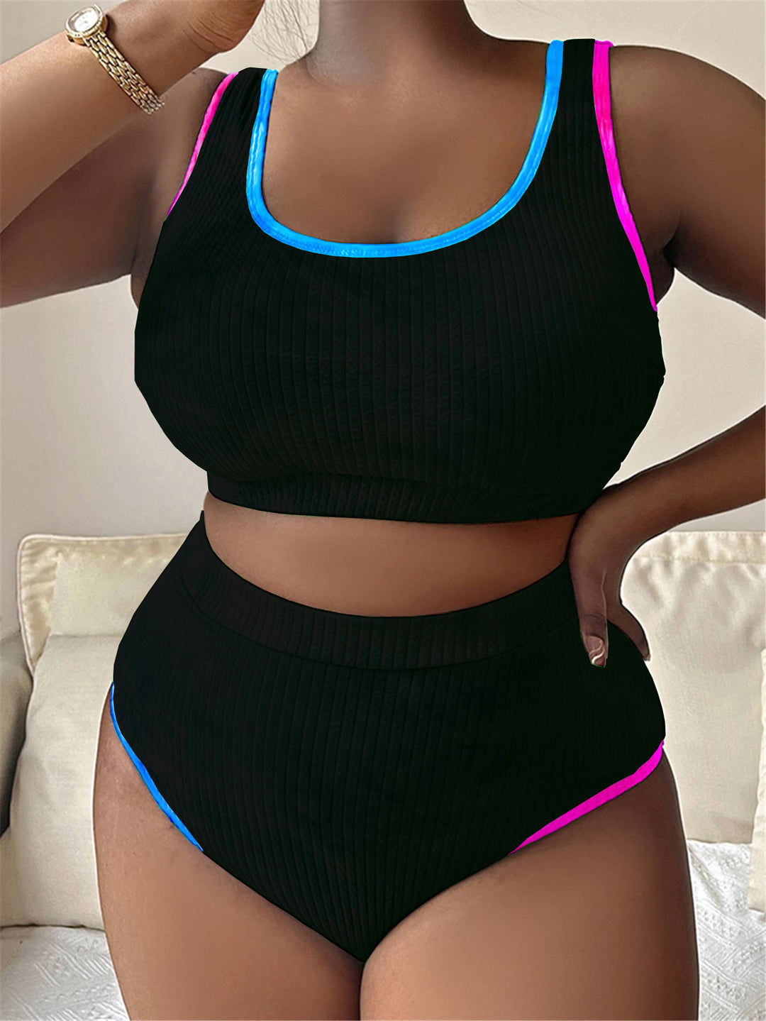 Damen Sportiv geschnittenes Bikini-Set EB