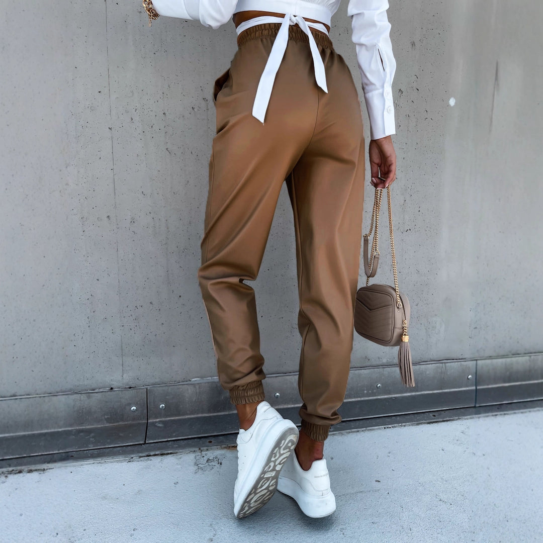 Damen Bequeme Jogginghose im sportlichen Stil mit elastischem Bund und Taschen EB