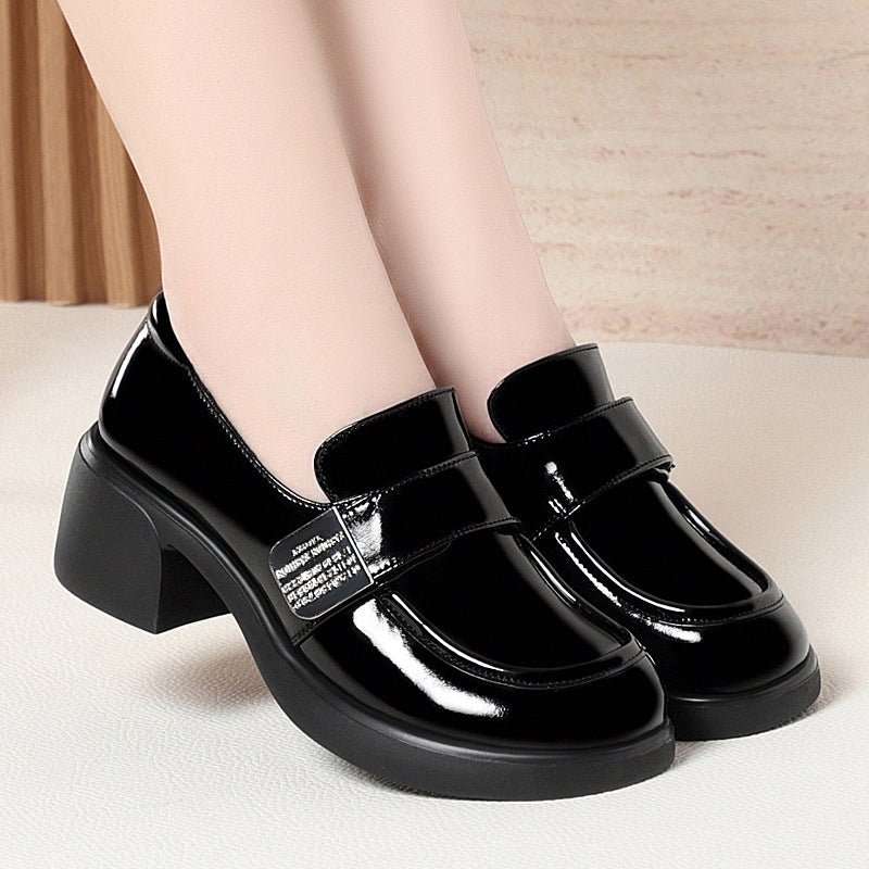 Damen elegante Mokassins mit modischem Absatz und komfortablem Riemen EB